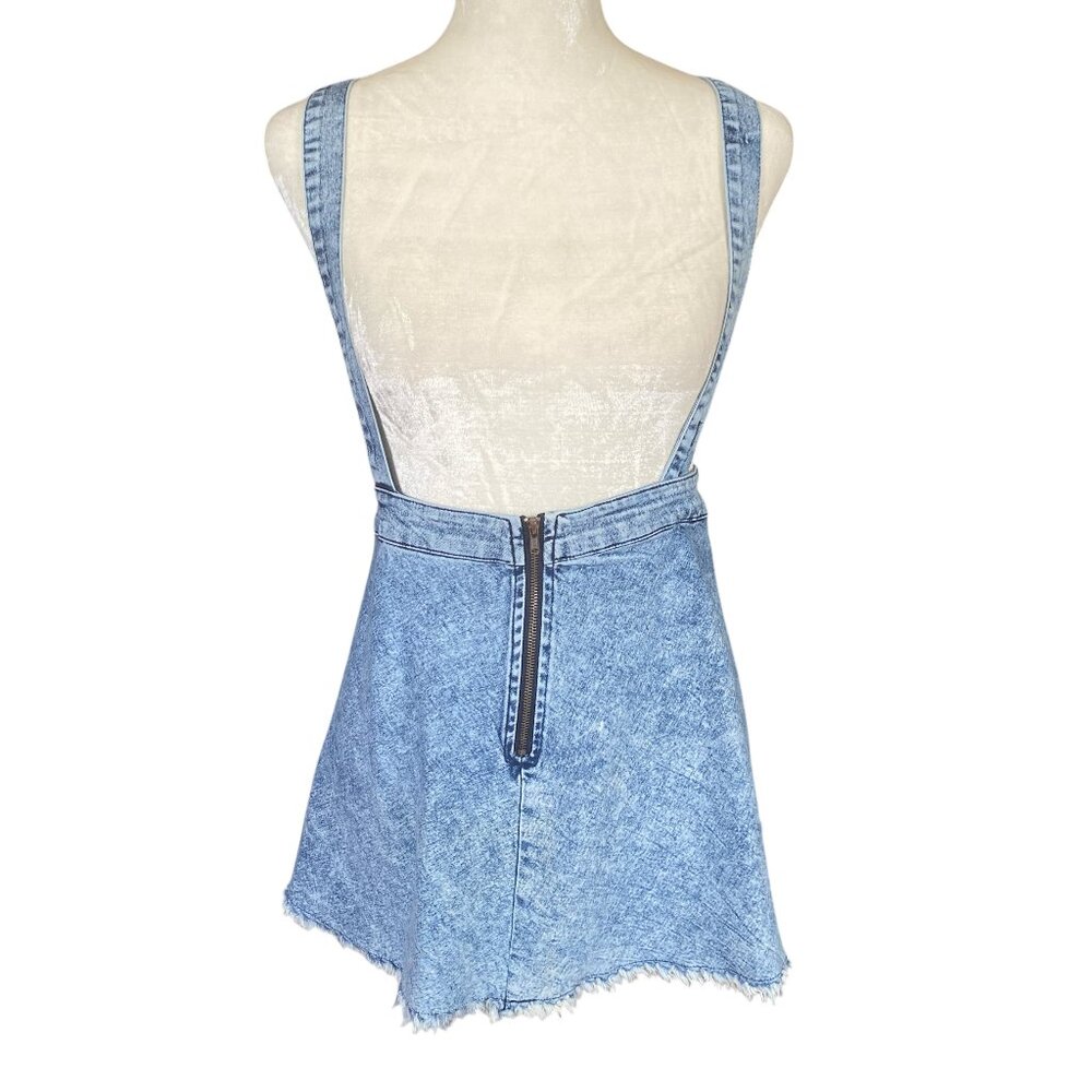 Forever 21 light wash blue denim overall dress mini skirt Juniors 11/12